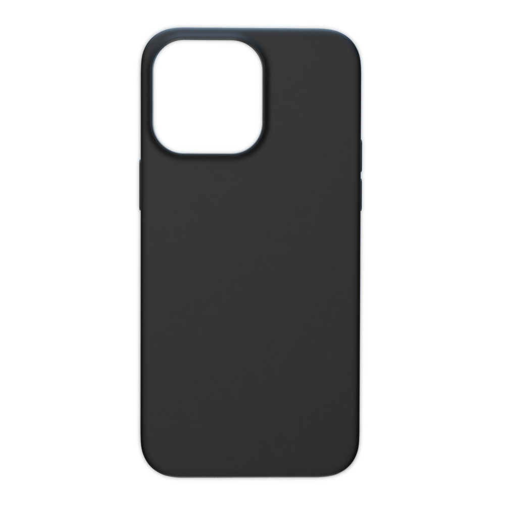 Schwarze Handyhülle mit stoßdämpfenden Kanten und erhöhter Kamerarand – minimalistischer Schutz für iPhones.