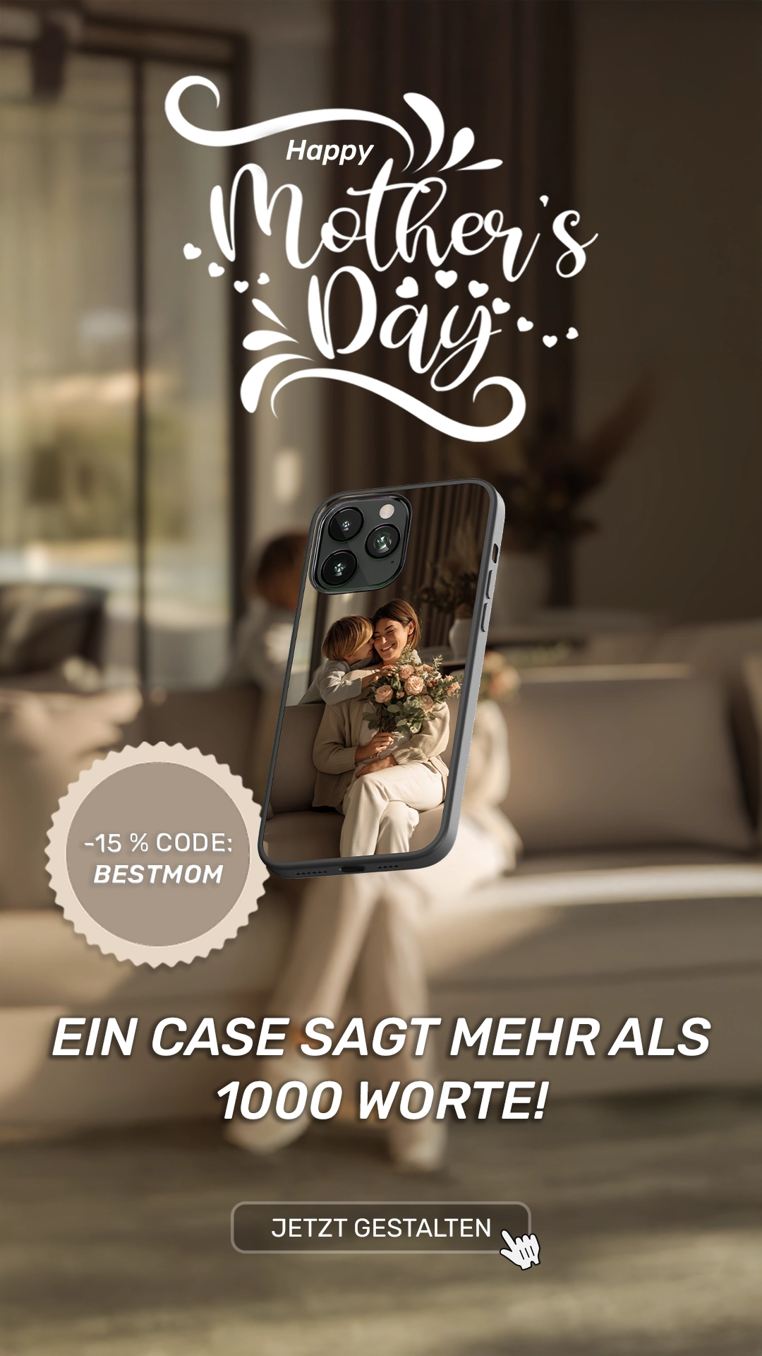 Personalisierte Handyhülle mit Familienfoto als Muttertagsgeschenk von GREENMNKY.
